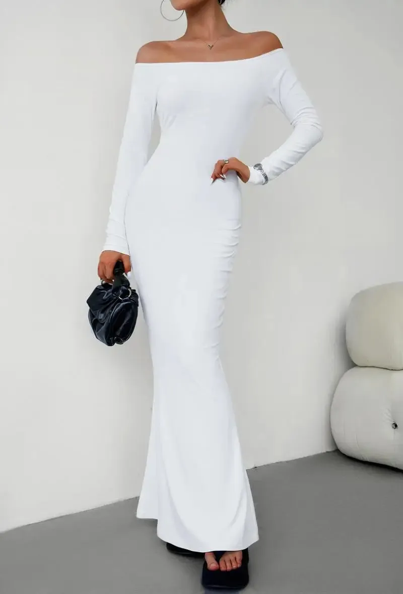 Off Shoulder Bodycon Mermaid Evening Dress - Full Length