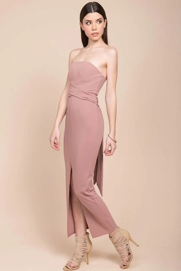 Payton Strapless Bodycon Midi Dress Mauve