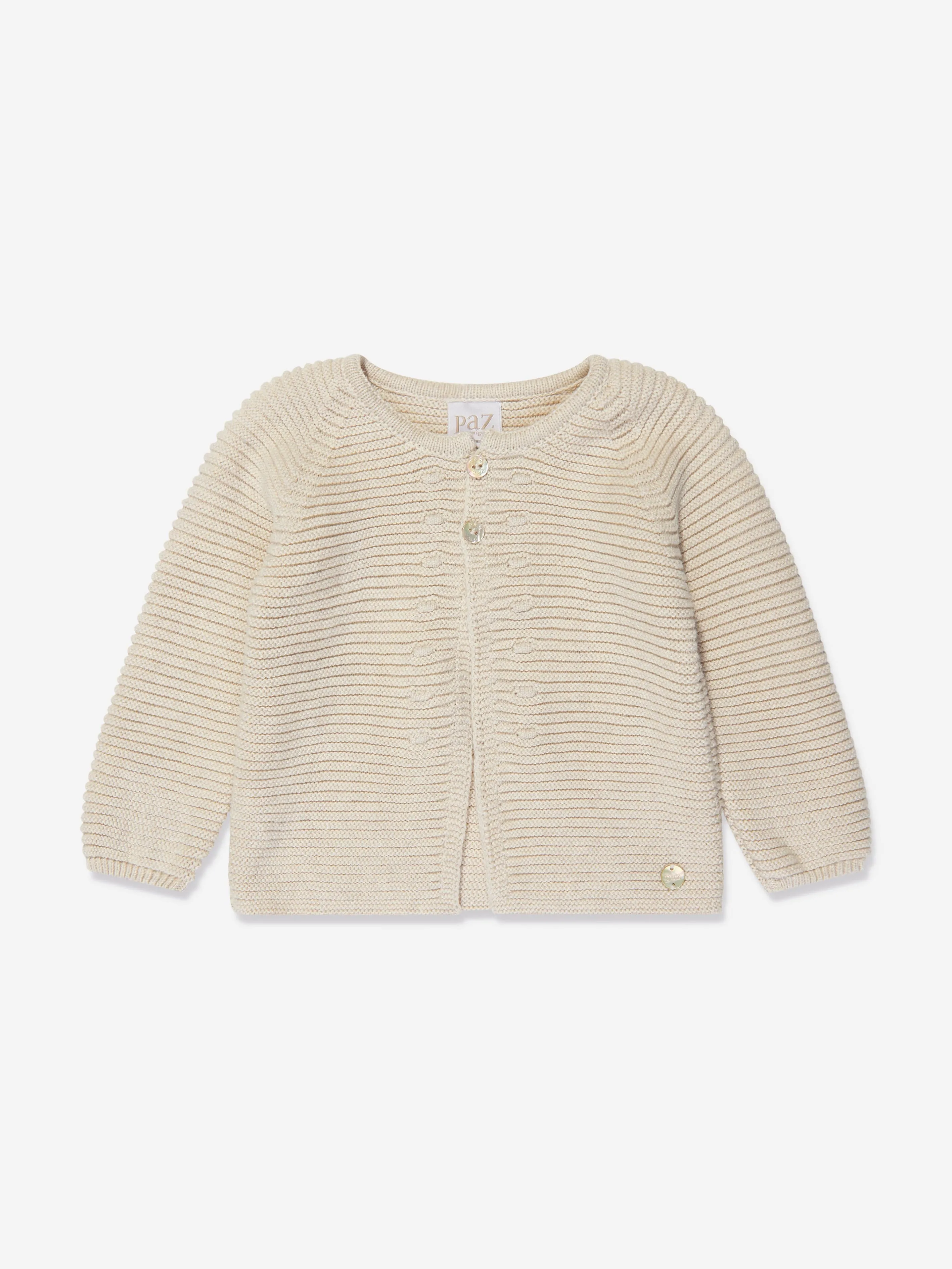 Paz Rodriguez Baby Knitted Cardigan in Beige