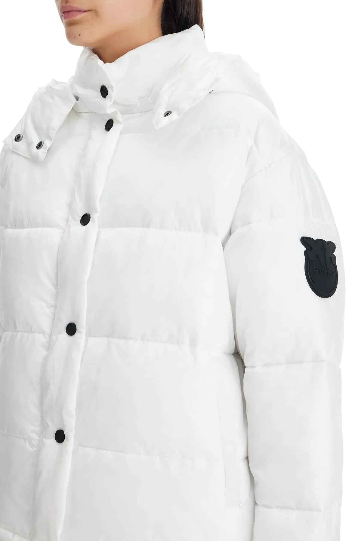 Pinko Down Jacket With Logo Patch