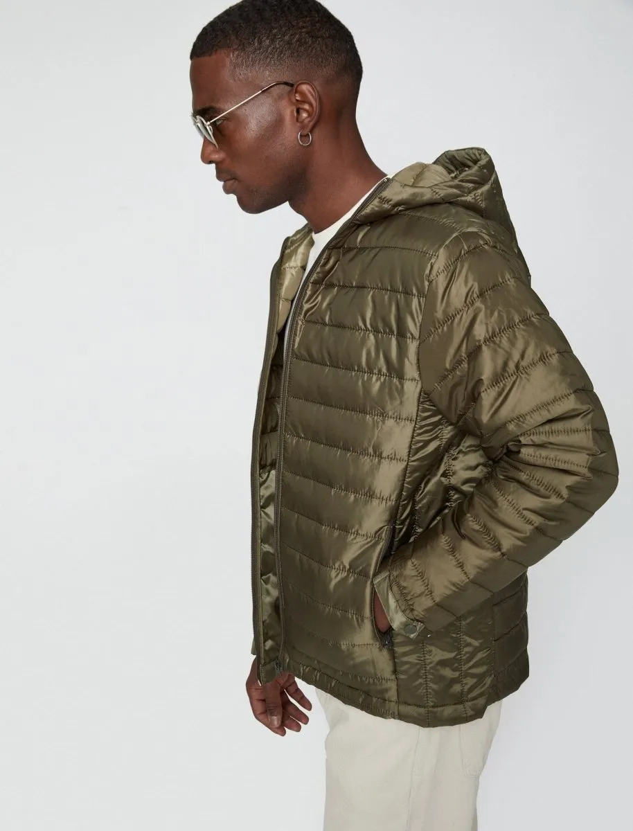 Puffer Jacket with Hood in Green