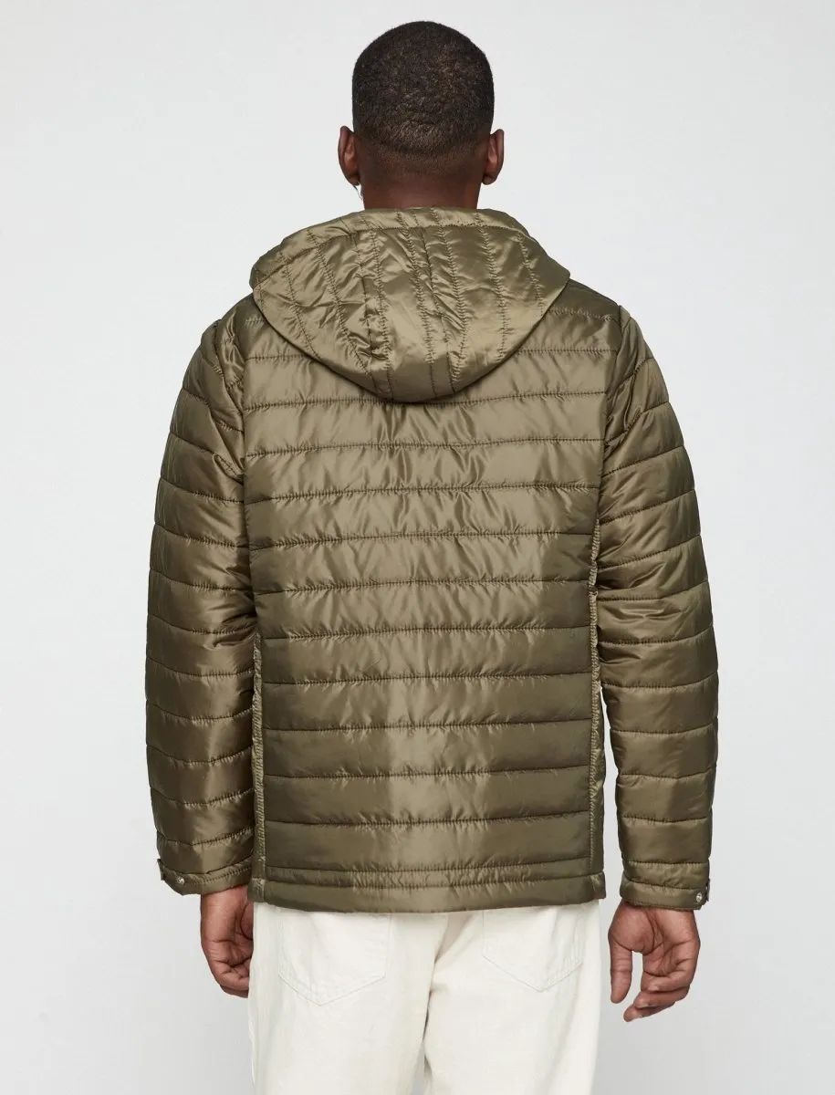 Puffer Jacket with Hood in Green