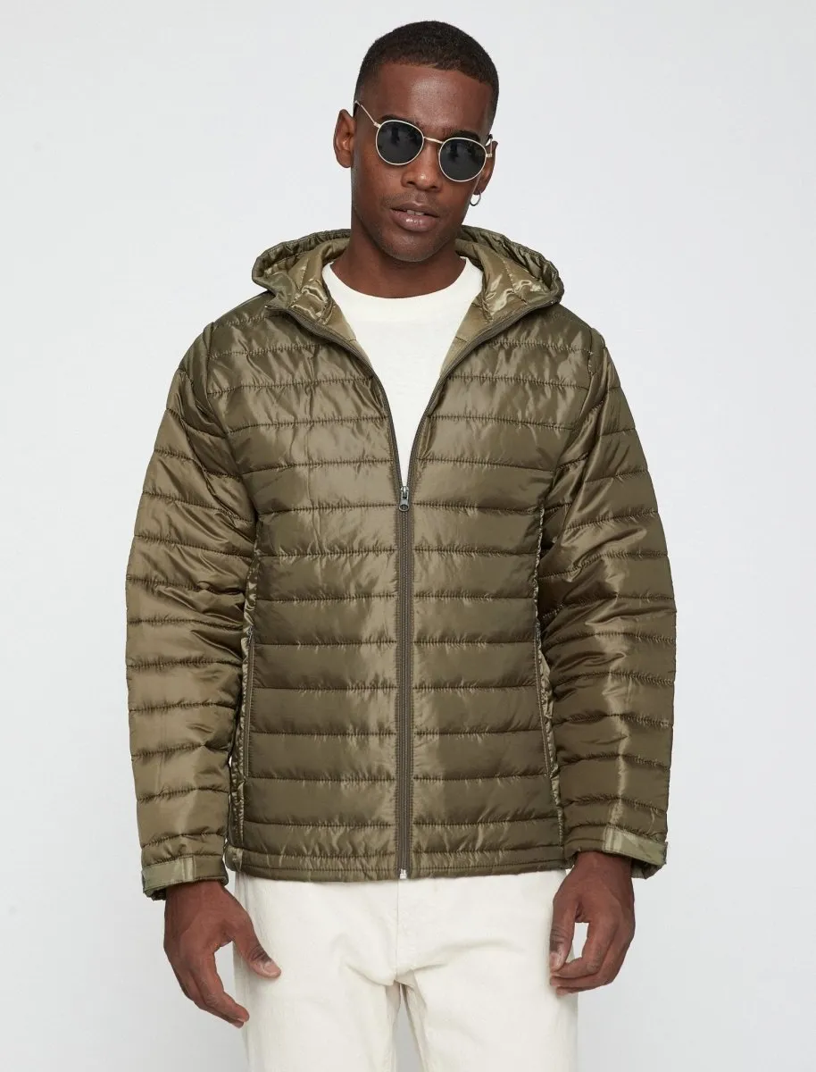 Puffer Jacket with Hood in Green