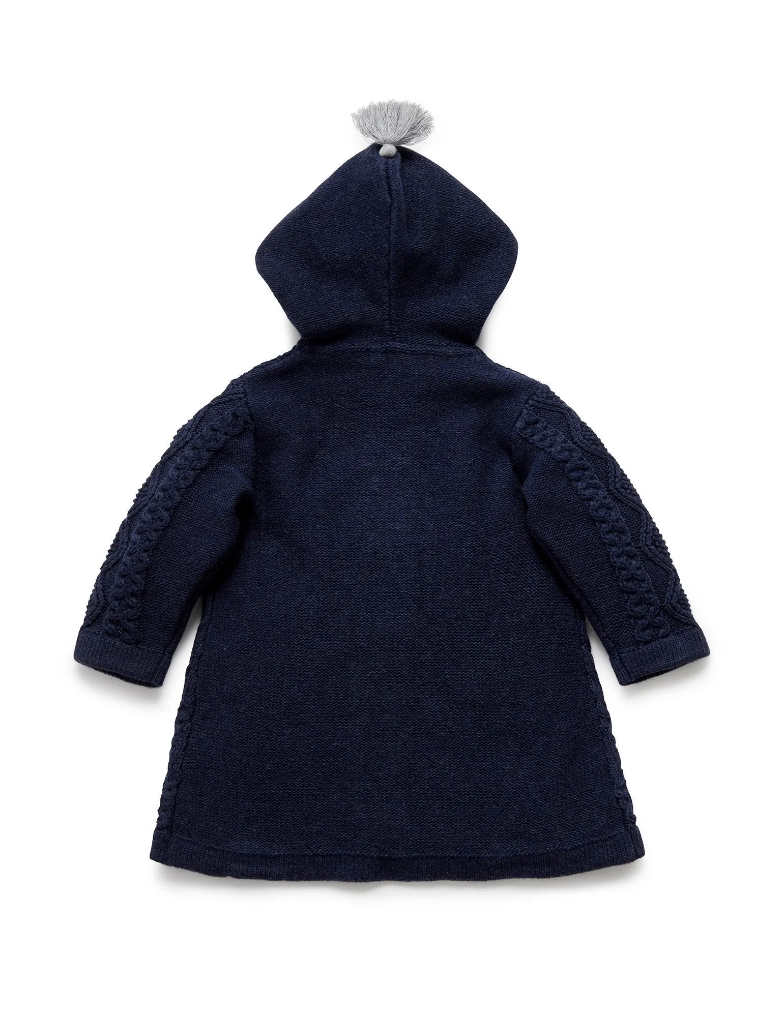 Purebaby Long Cable Cardigan - Midnight Melange