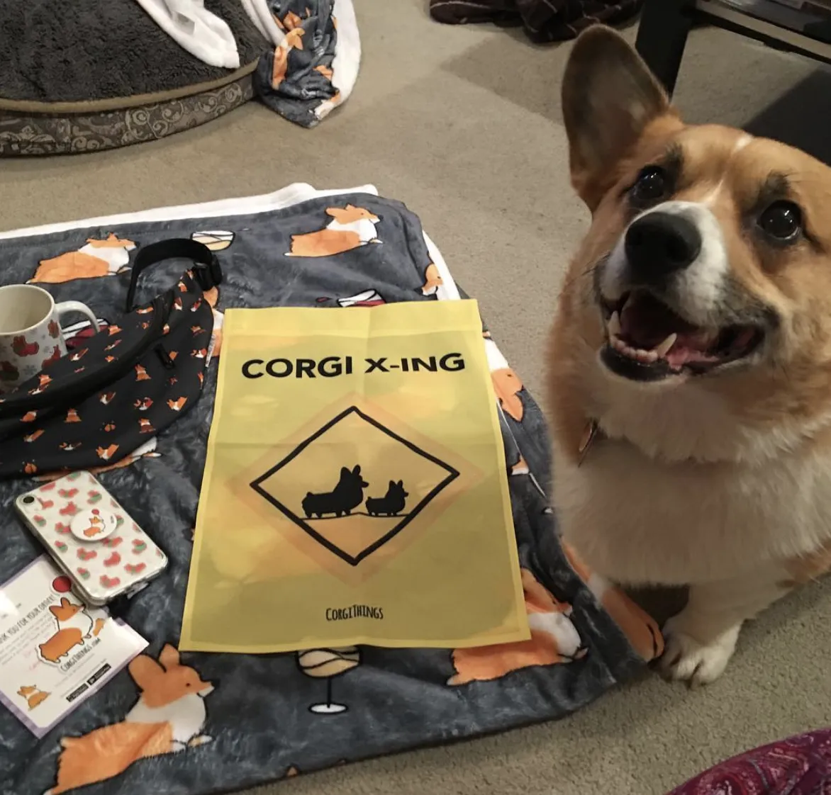 "Corgi Crossing" Garden Flag