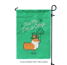 "St Patricks Day" Corgi Garden Flag