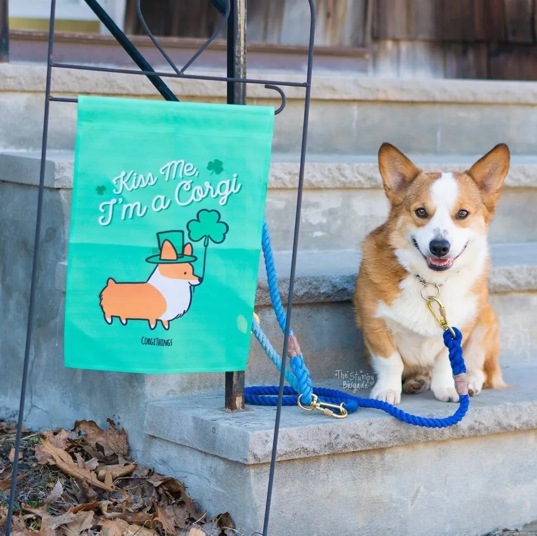 "St Patricks Day" Corgi Garden Flag