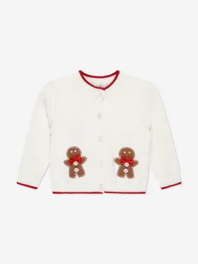 Rachel Riley Baby Girls Gingerbread Applique Cardigan in Ivory