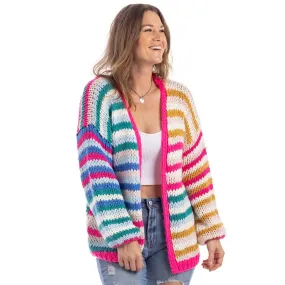 Rainbow Stripes Handmade Chunky Crochet Cardigan