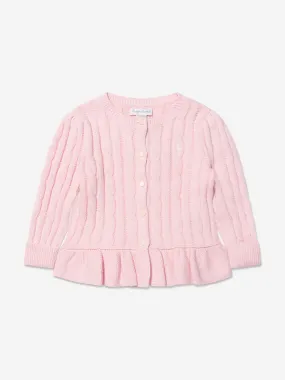 Ralph Lauren Baby Girls Peplum Cardigan in Pink