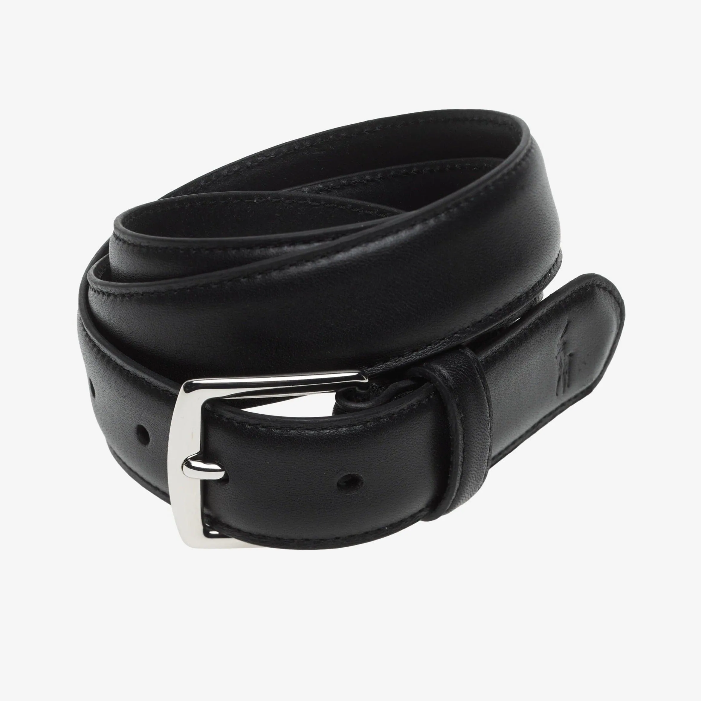 Ralph Lauren Smooth Leather Branded Belt Black