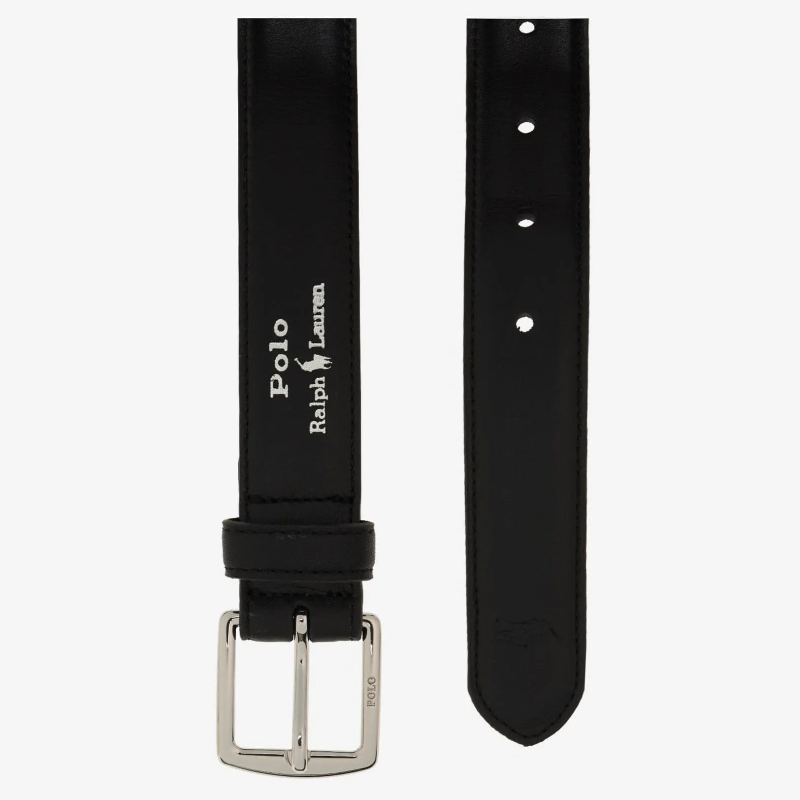 Ralph Lauren Smooth Leather Branded Belt Black