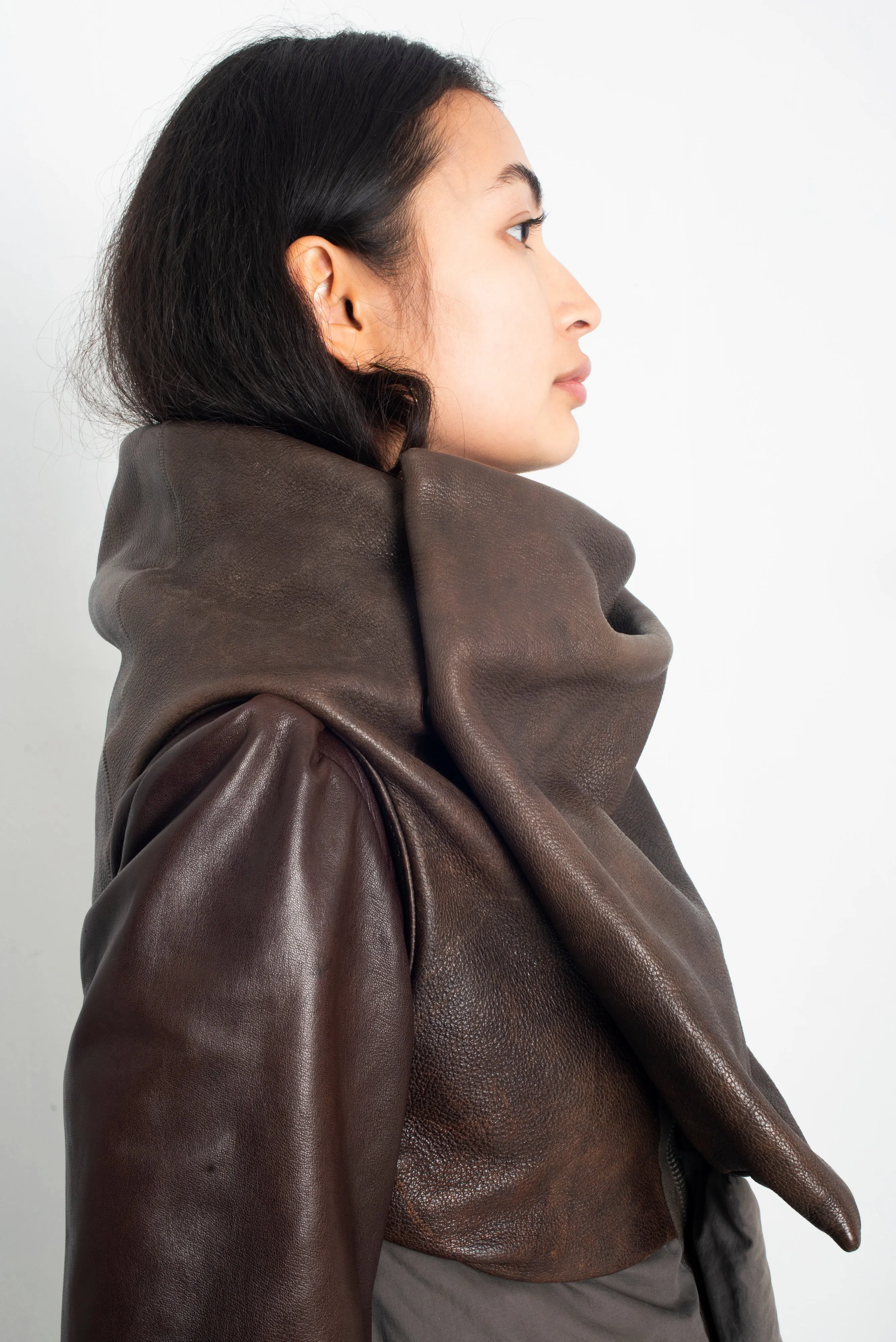 Rick Owens FW 2010 sleeveless down coat with leather collar