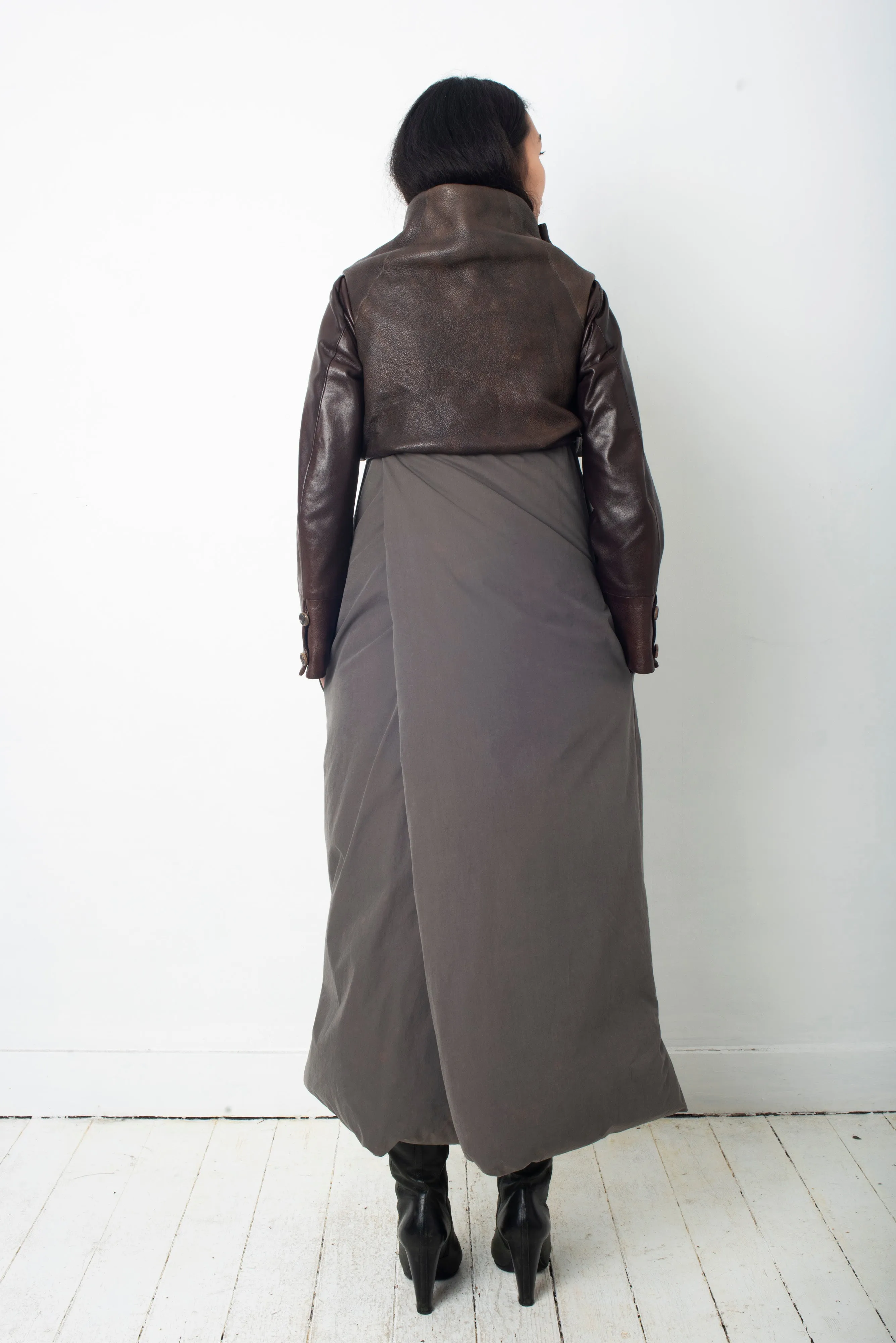 Rick Owens FW 2010 sleeveless down coat with leather collar