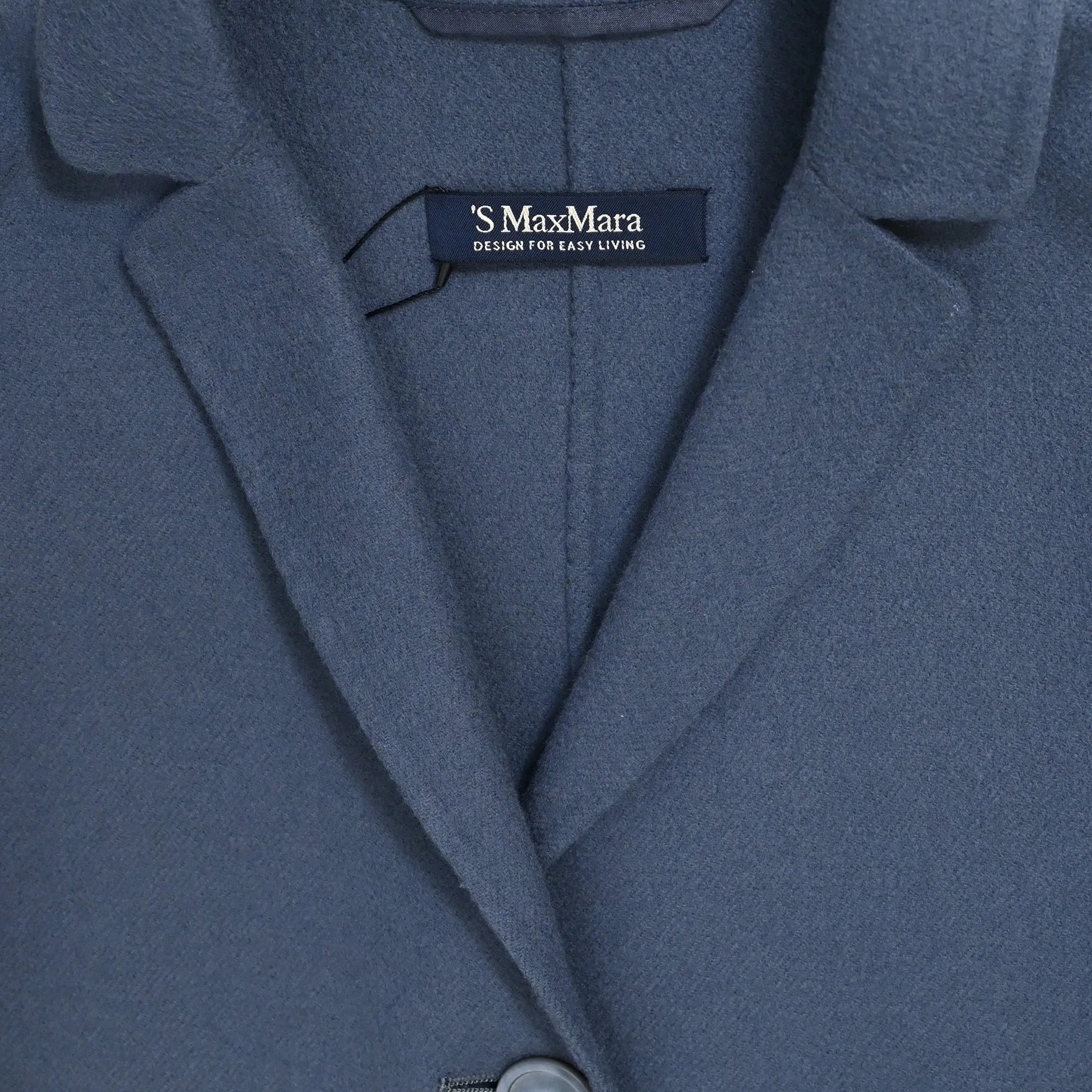 'S Max Mara Single-Breasted Coat in Blue Wool