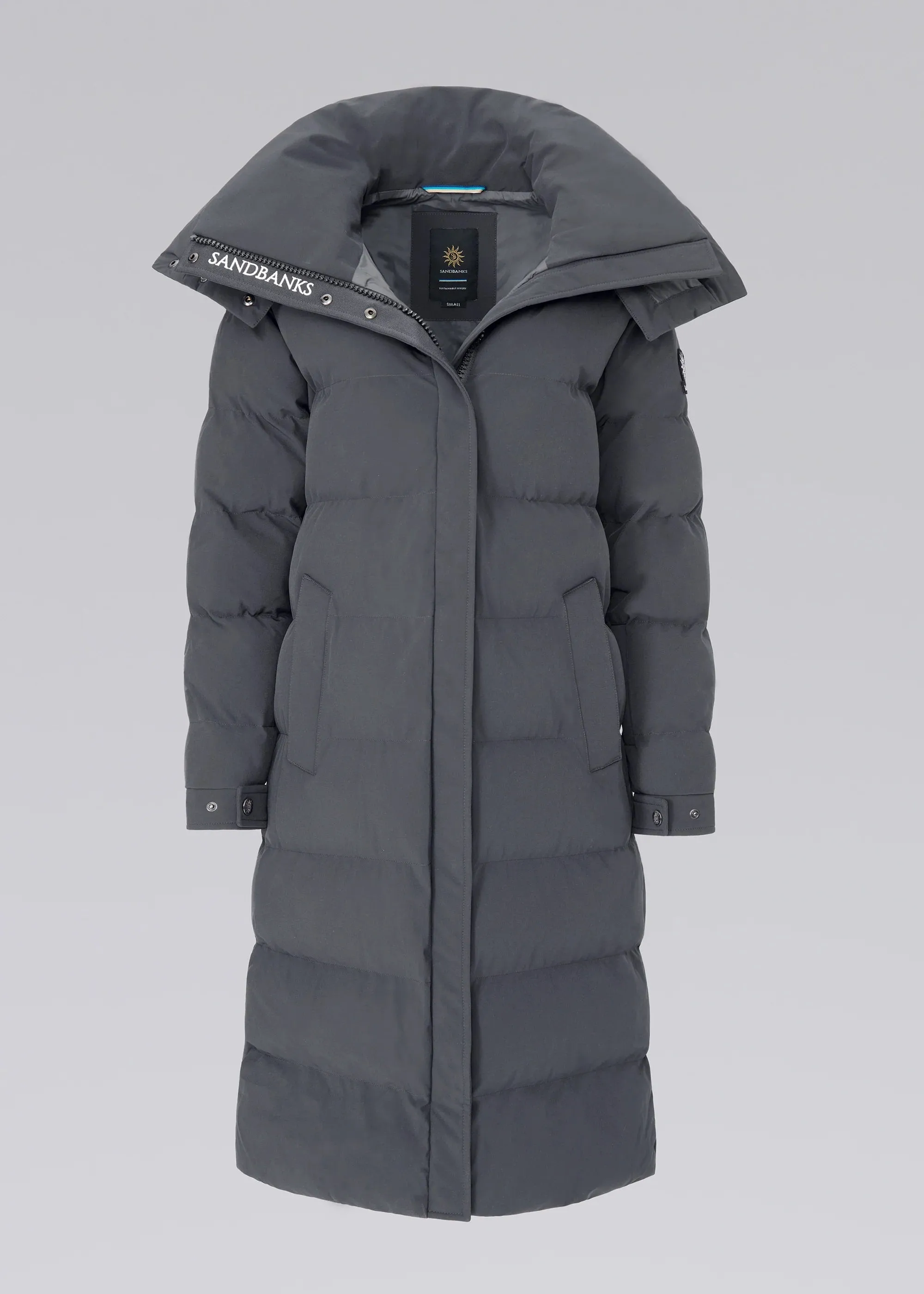 Sandbanks Haven Oversized Long Puffer Ladies Jacket in Charcoal