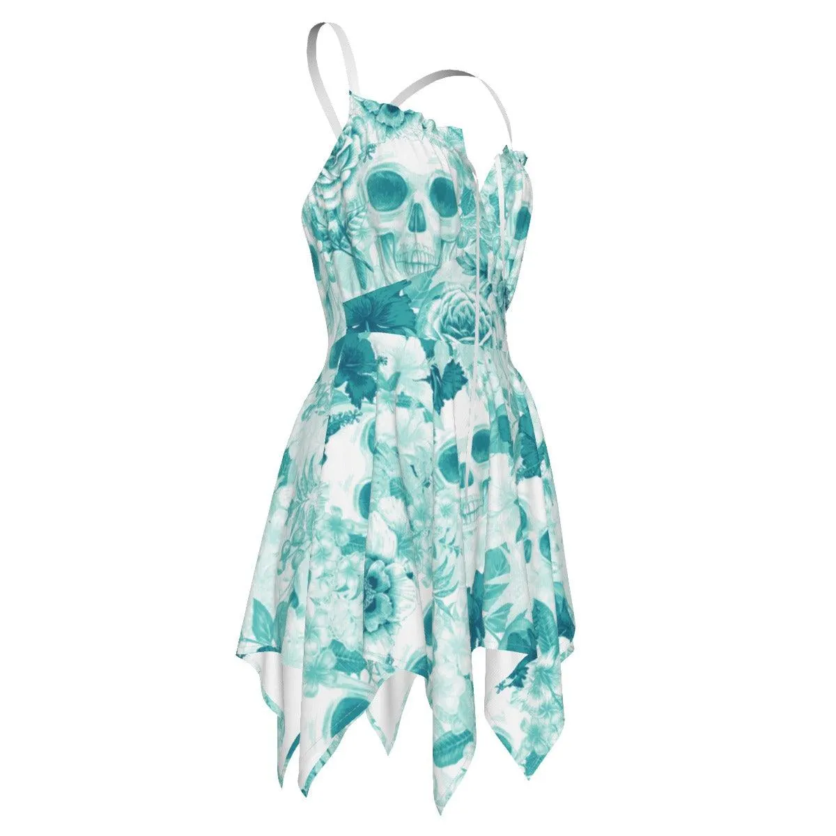 Skull Flower Colorfull Pattern All-Over Print Women's Slip Dress