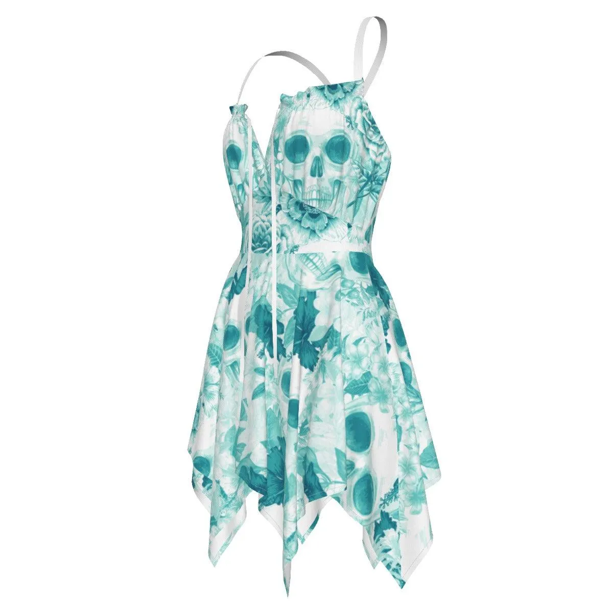 Skull Flower Colorfull Pattern All-Over Print Women's Slip Dress