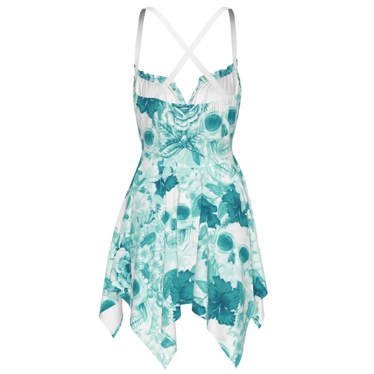 Skull Flower Colorfull Pattern All-Over Print Women's Slip Dress