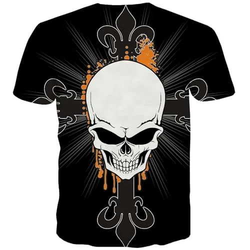 Skull T-shirt Men Terror Tshirts Cool Hip Hop Tshirts Novelty Halloween T-shirts 3d Graffiti Tshirt Printed Short Sleeve Hip hop