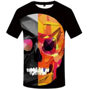 Skull T shirts Men Geometric Tshirts Novelty Colorful Tshirt Anime Graffiti Tshirts Casual Black Shirt Print Short Sleeve