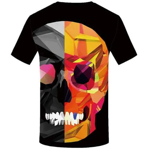 Skull T shirts Men Geometric Tshirts Novelty Colorful Tshirt Anime Graffiti Tshirts Casual Black Shirt Print Short Sleeve