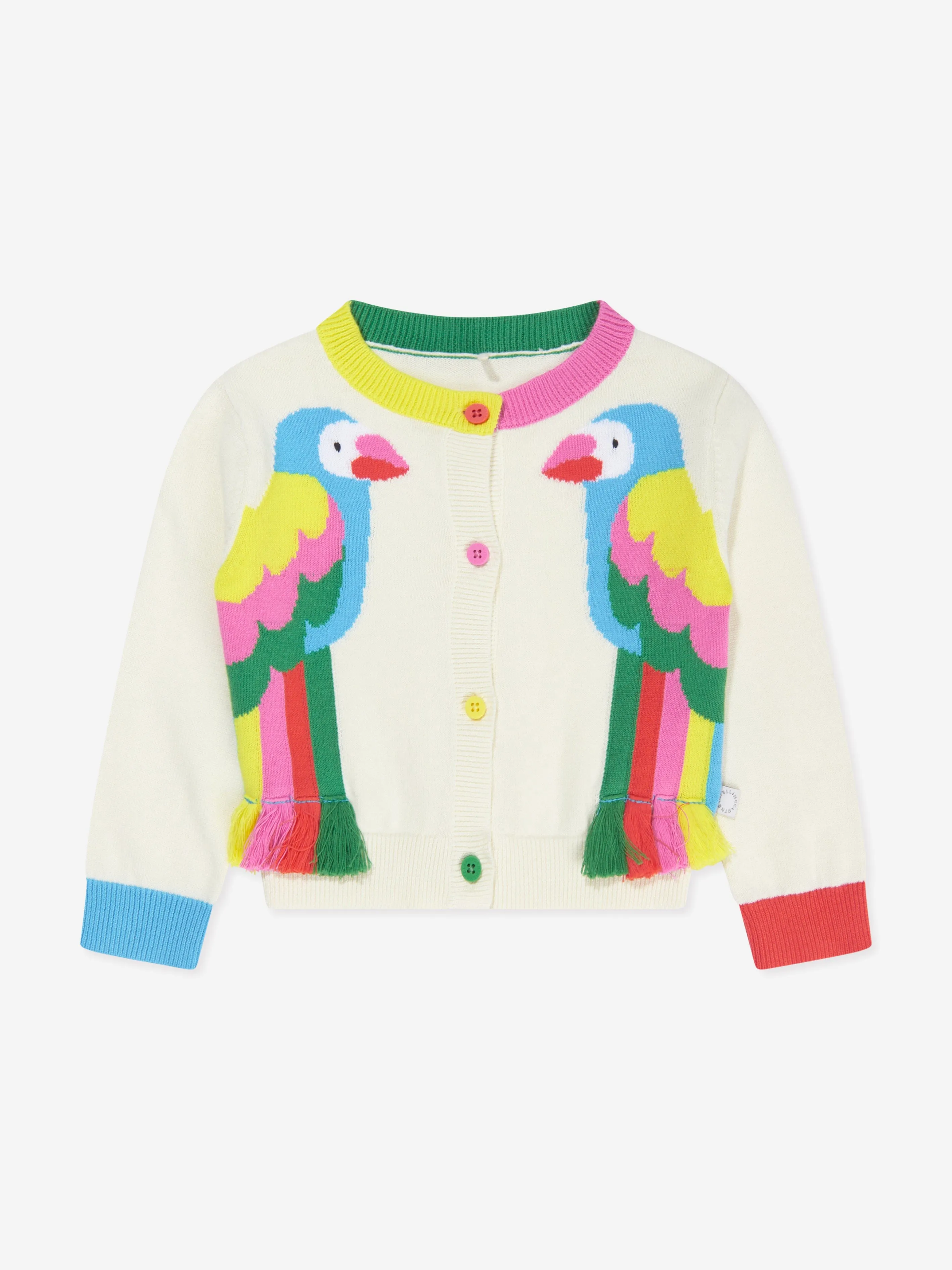 Stella McCartney Baby Girls Knitted Parrot Cardigan in Ivory