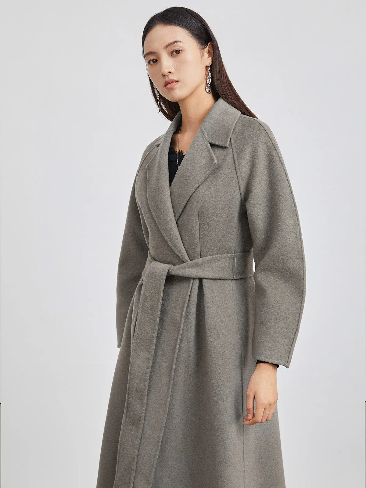 Suit Collar A-Line Wool Long Coat