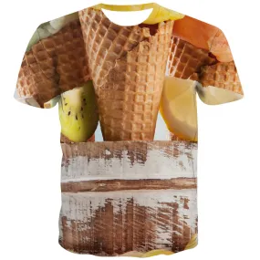 Sweet T-shirt Men Gourmet Tshirt Printed Icecream Tshirts Novelty Colourful Tshirt Anime