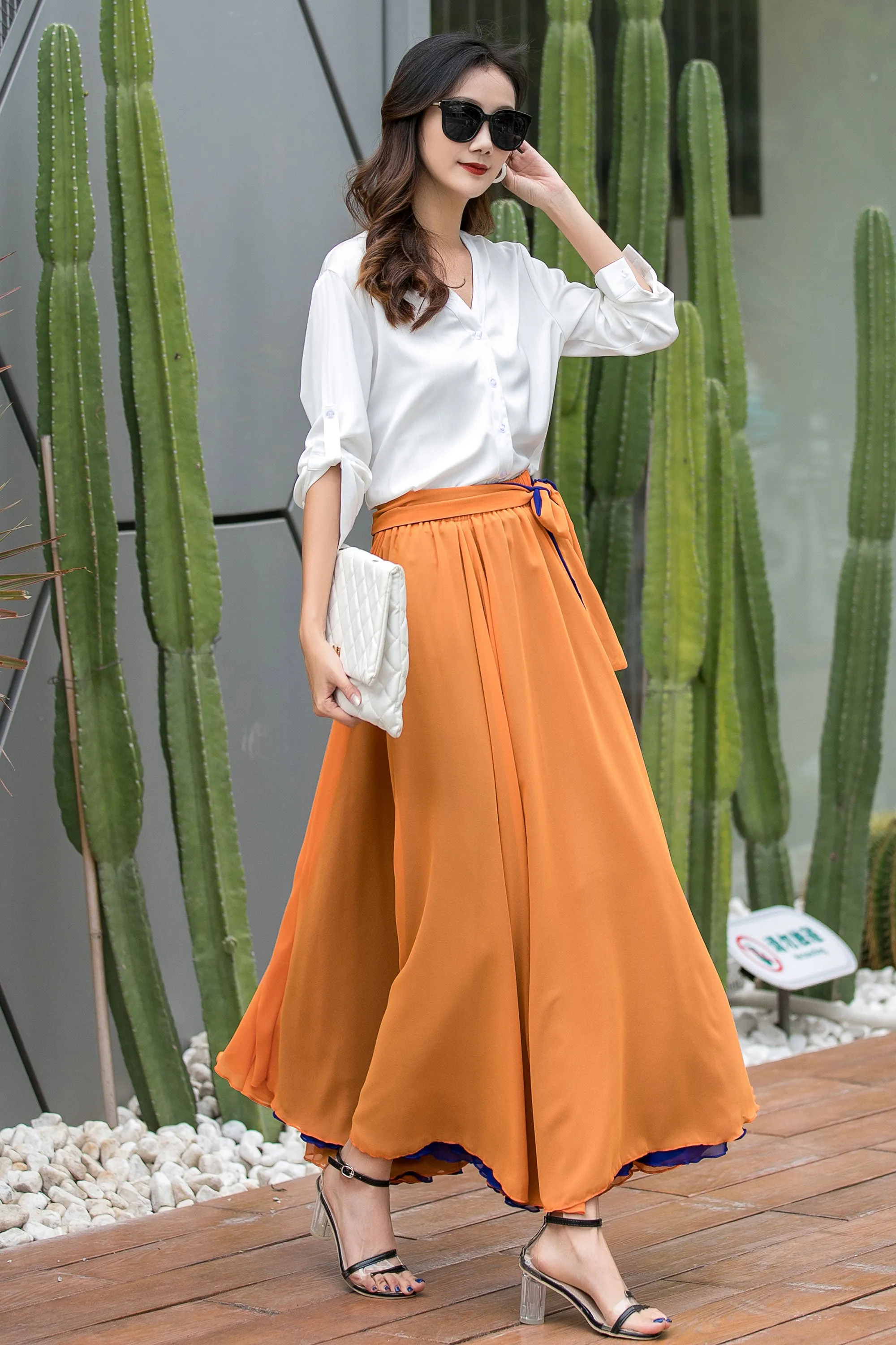 Swing Chiffon Maxi Skirt 3540