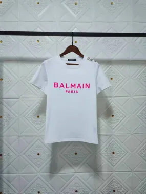 T Shirt Balmain Spring/Summer Three-Dimensional Flocking Letter Short Sleeve Cotton T-shirt