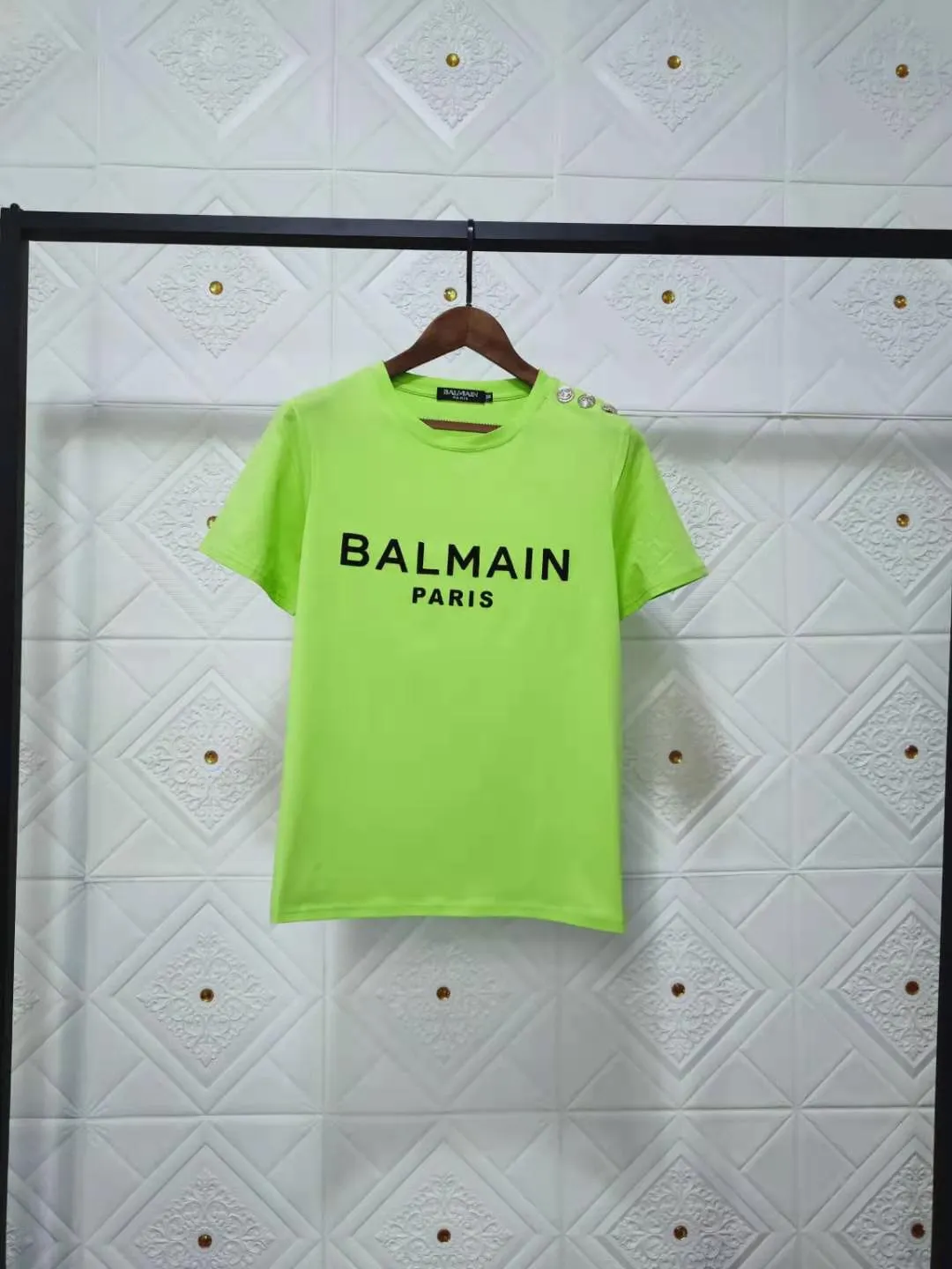 T Shirt Balmain Spring/Summer Three-Dimensional Flocking Letter Short Sleeve Cotton T-shirt