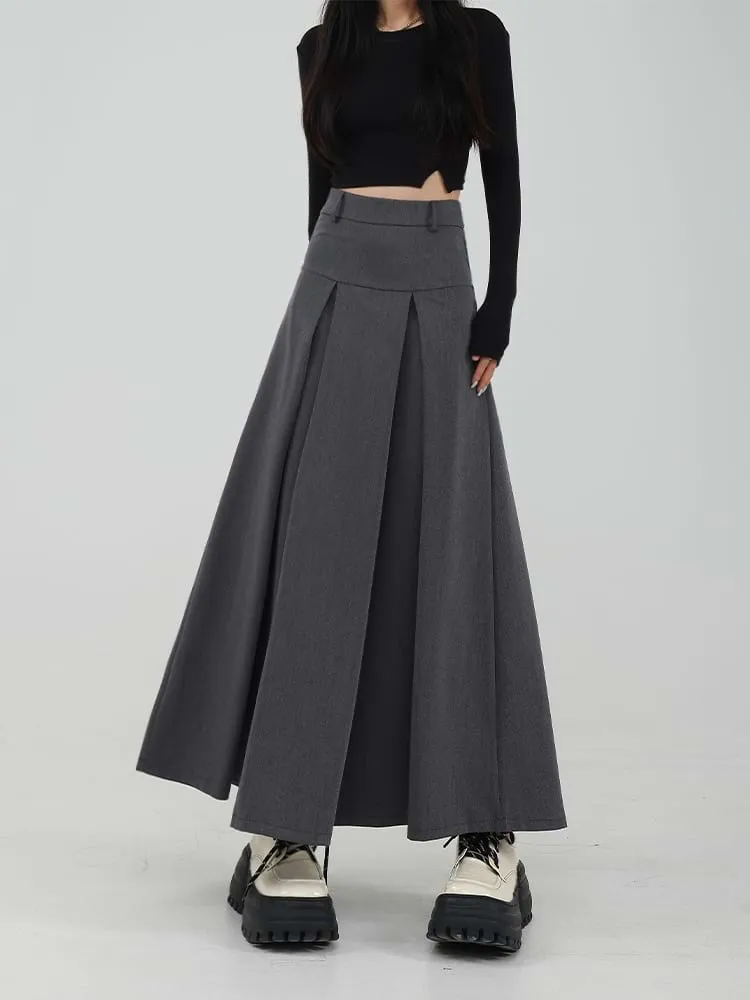 Tiered Pleated Midi Skirt