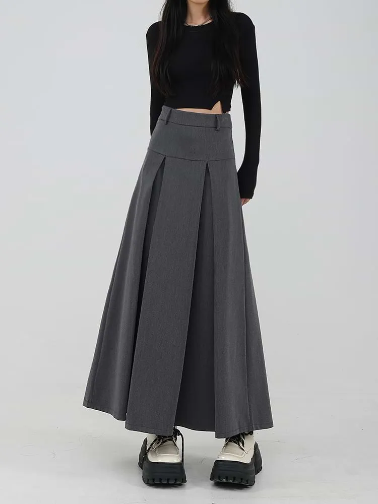 Tiered Pleated Midi Skirt