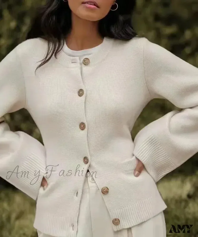 Ultra-Soft Button Open-front Long Sleeve Regular Stretchy Classic Cozy Chic Casual Cardigan