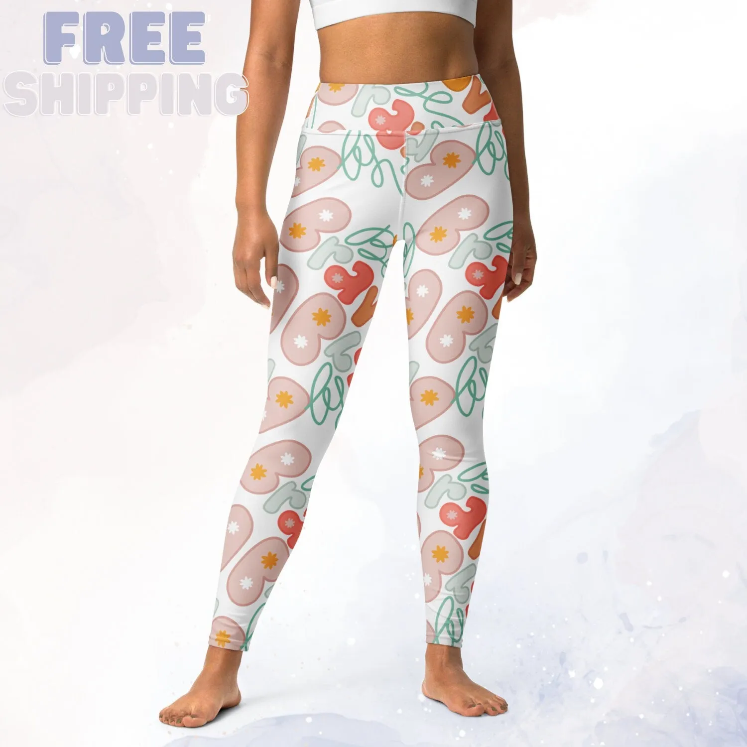 White Be Brave Comfy High Waist Fun Leggings