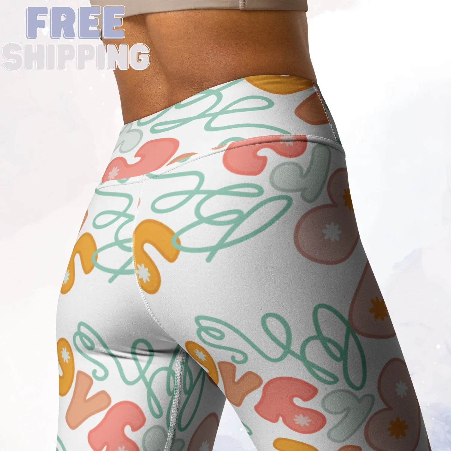 White Be Brave Comfy High Waist Fun Leggings