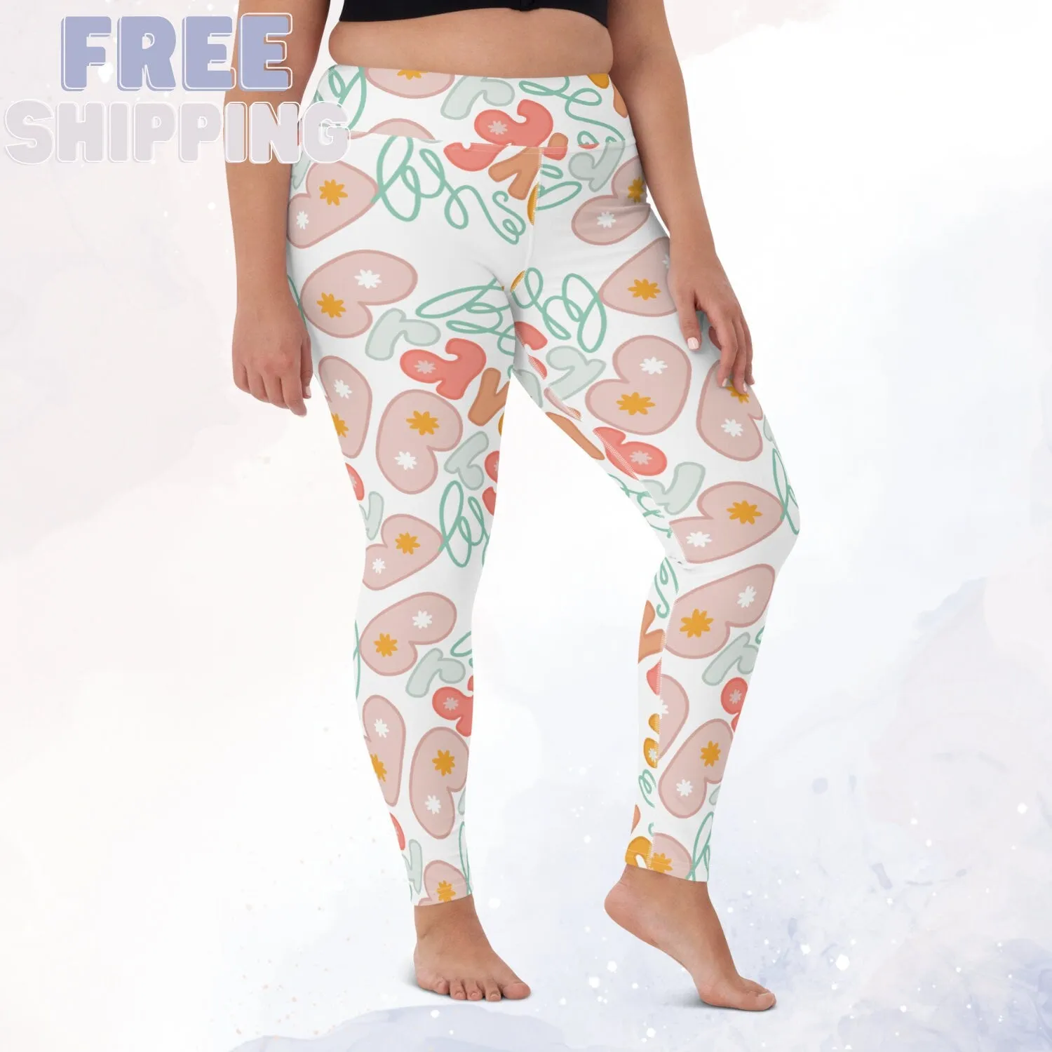 White Be Brave Comfy High Waist Fun Leggings