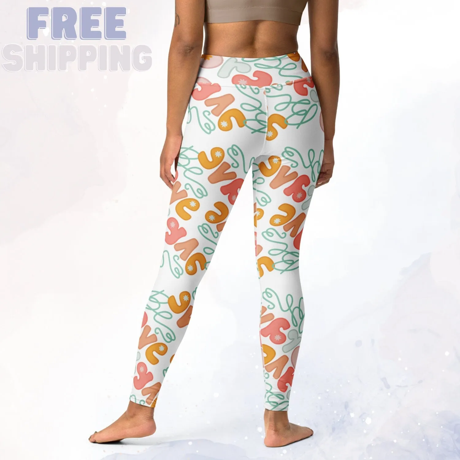 White Be Brave Comfy High Waist Fun Leggings