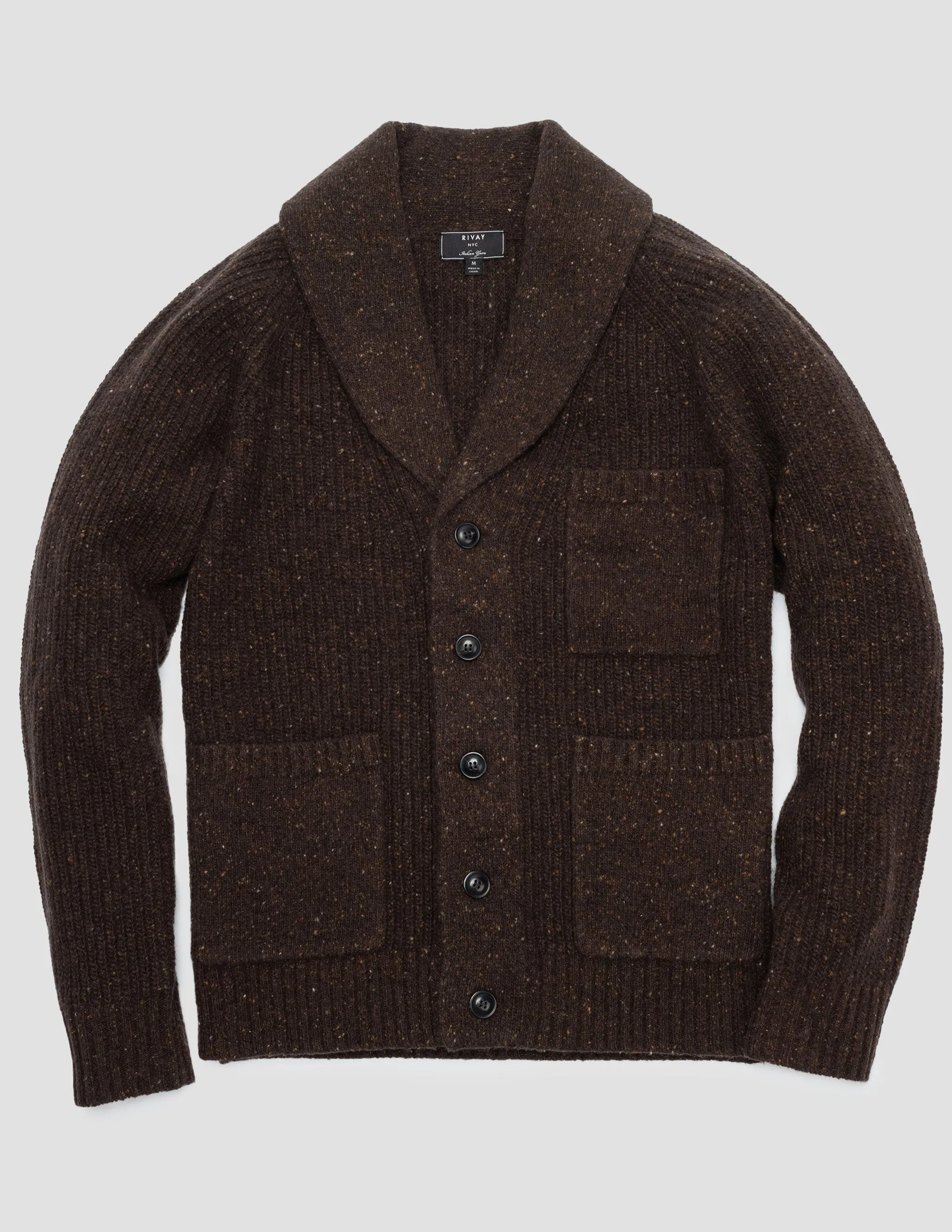 Winslow Donegal Shawl Cardigan in Brown