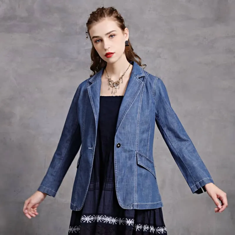 Women's fashion retro cardigan casual small suit jacket