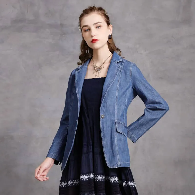 Women's fashion retro cardigan casual small suit jacket