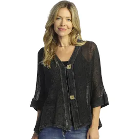 Women's Jess & Jane Mineral Washed Mesh Cardigan Black