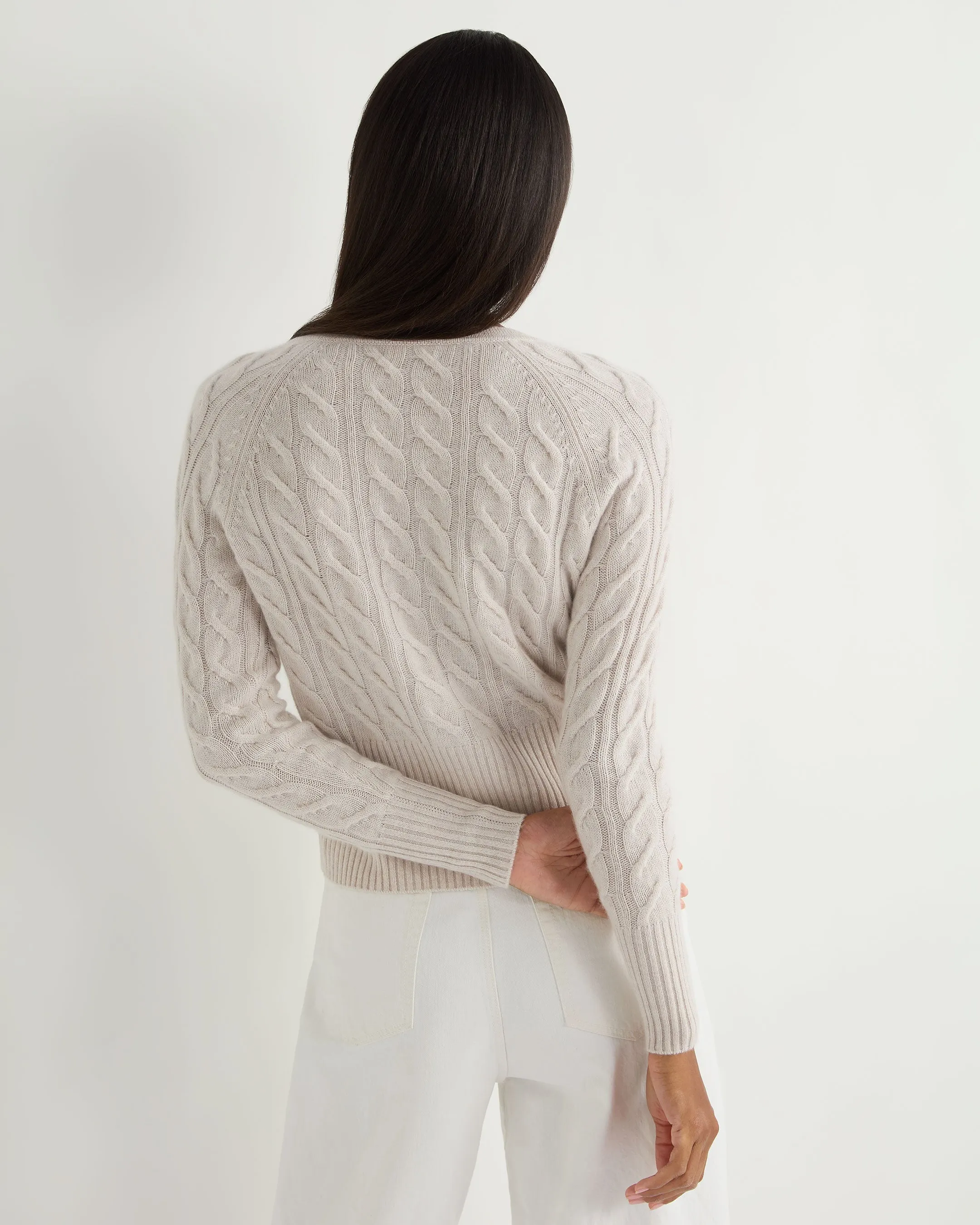 Women's Myla Cable Cashmere Cardigan Frost White