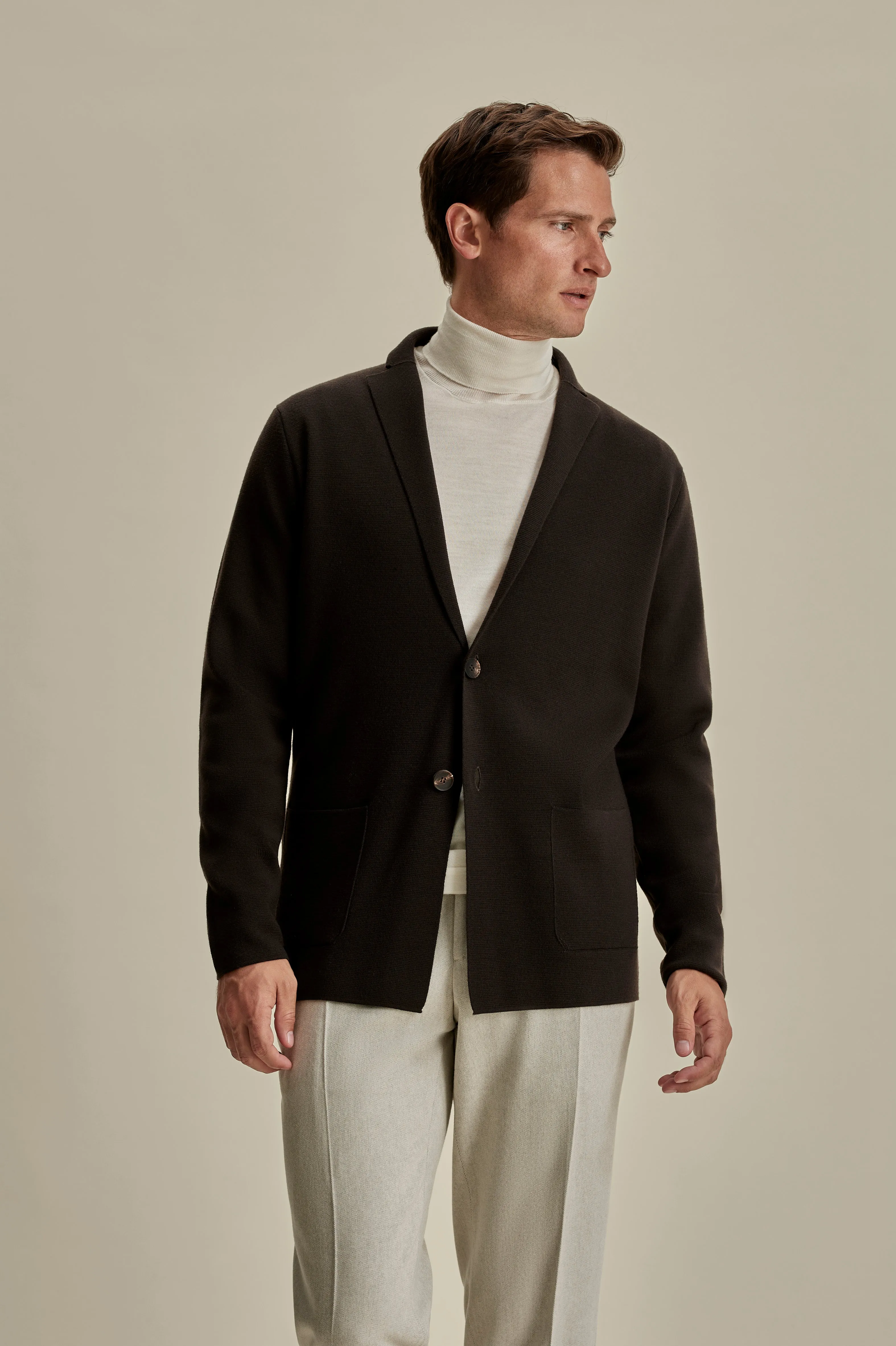 Wool Single Breasted Knitted Blazer