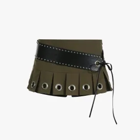 Y2K Grunge Belt Pleated Mini Skirt