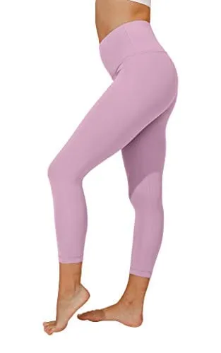 Yogalicious High Waist Ultra Soft Lightweight Capris - High Rise Yoga Pants - Dawn Pink Nude Tech