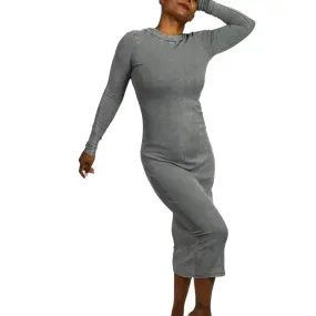 Young Fabulous Broke Dax Midi Dress Grey Ribbed Column Bodycon Slim Size Small