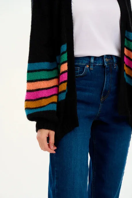 YVETTE CARDIGAN (BLACK/BLOCK STRIPES)