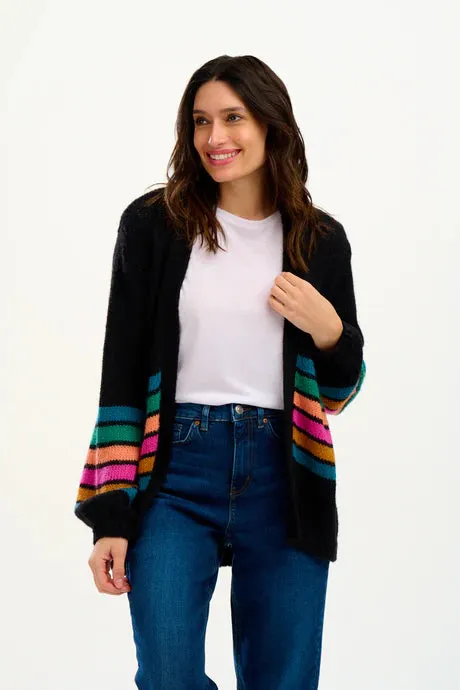 YVETTE CARDIGAN (BLACK/BLOCK STRIPES)